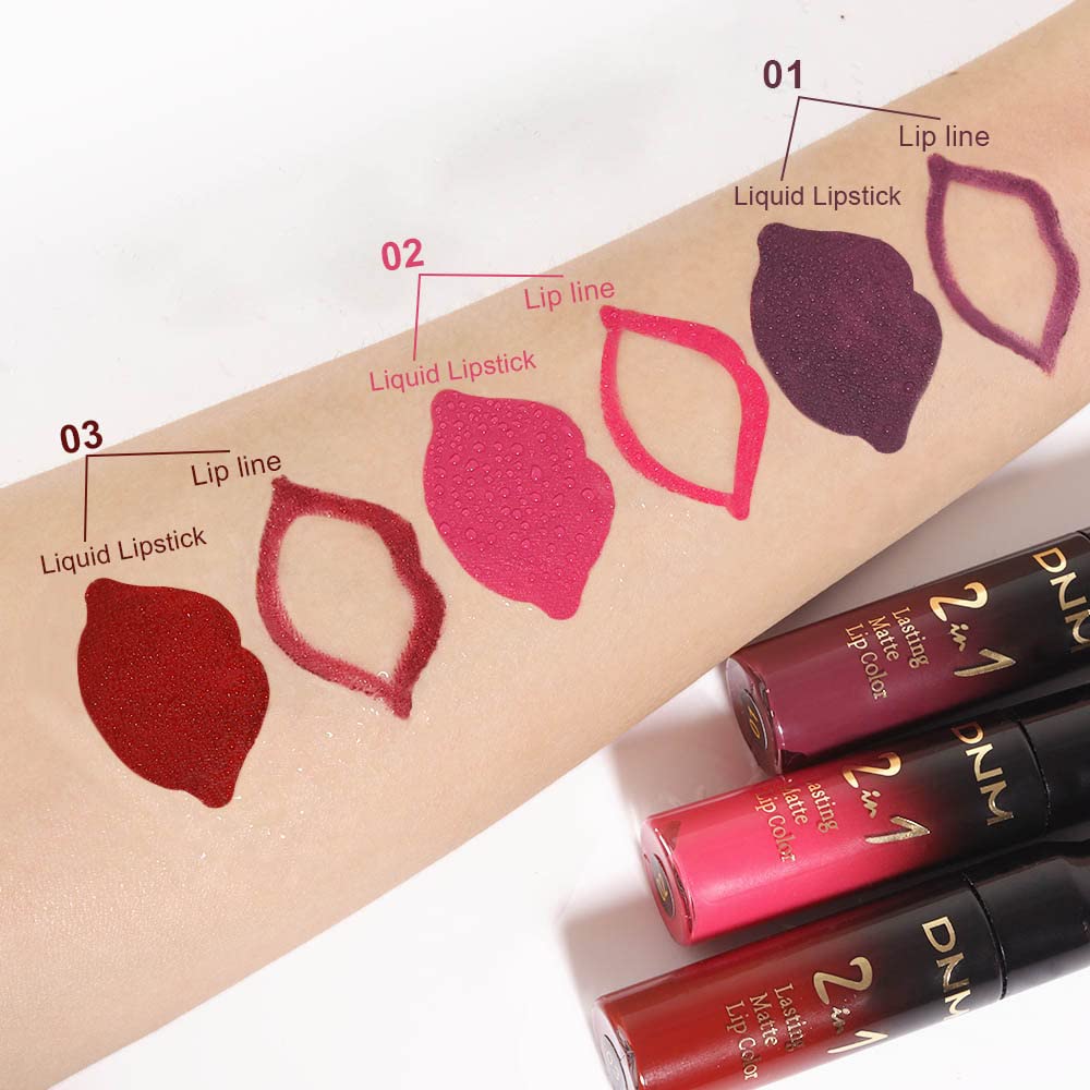 evpct 3Pcs Dark Plum Purple Rose Dark red Matte Lip Liner Pencil and Liquid Lipstick Sets for Women Long Lasting Waterproof, 24 Hour Lipstick Lip Stick/Gloss Set labiales mate 24 horas originales, 01