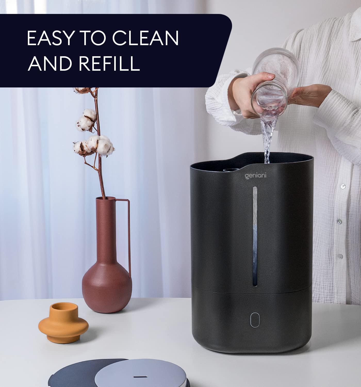 GENIANI Ultrasonic Cool Mist Humidifier for Bedroom, Large Rooms, Home, 4L - Easy Fill & Clean Humidifier for Plants w/Auto Shut-off, 40H Runtime - Quiet, Top Fill Air Humidifier