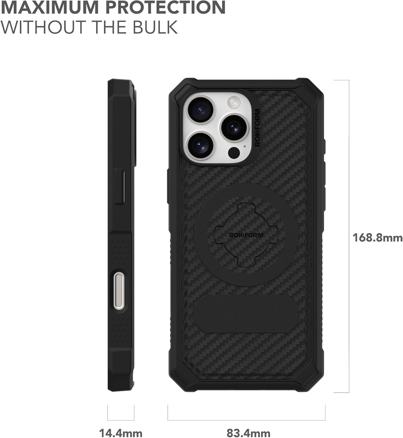Rokform Rugged Case Compatible with iPhone 16 Pro Max, Magnetic Cover (Black)