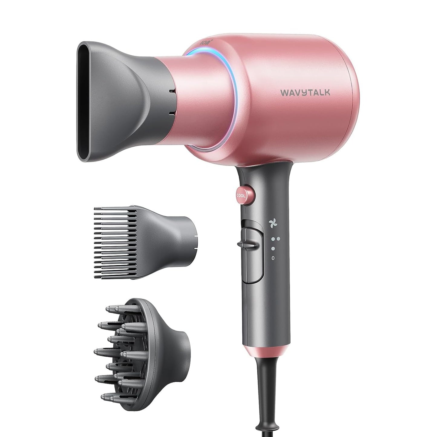 Ionic Blow Dryer for Curly Hair | 1875W Fast Drying with Diffuser | Grey