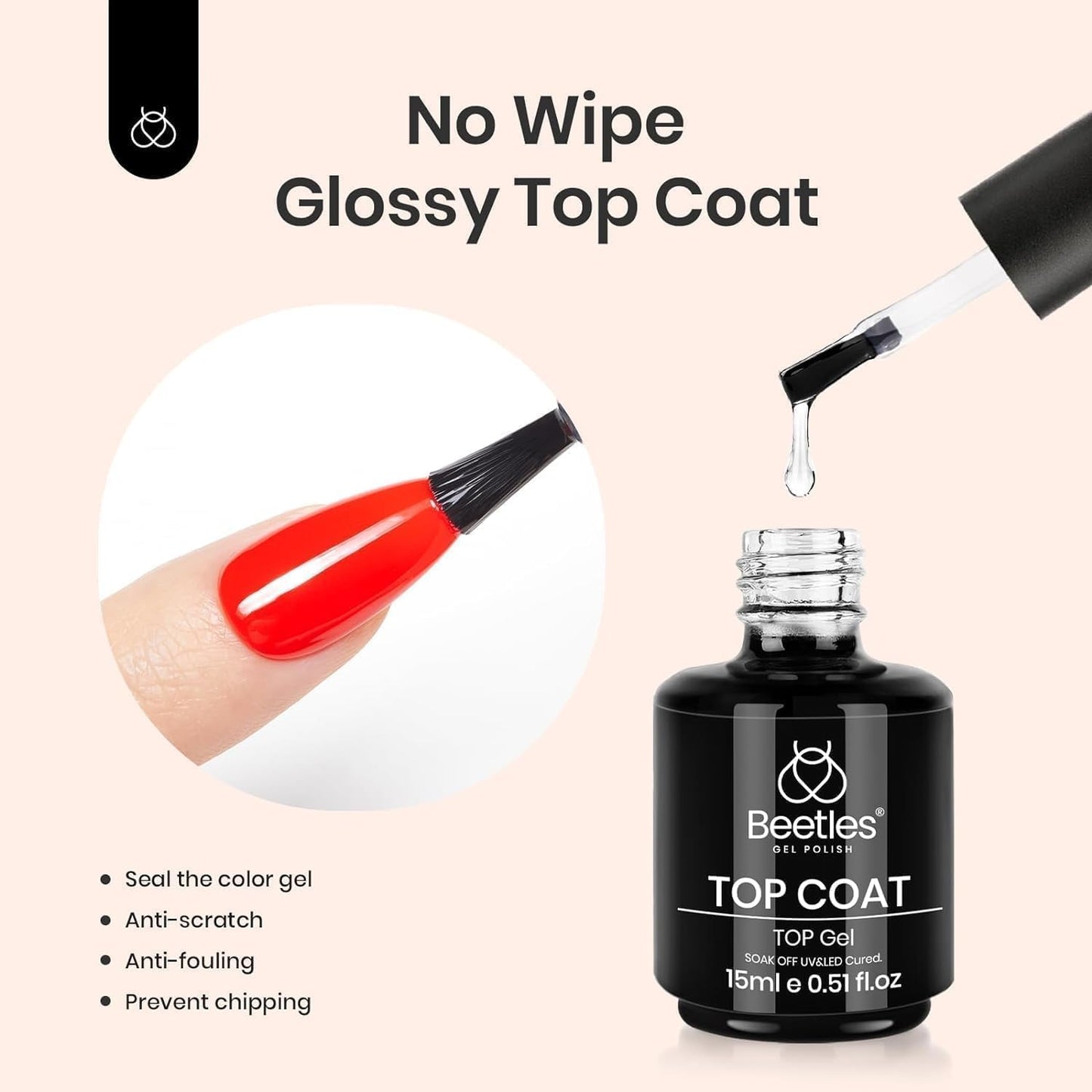 Beetles 4 Pcs Base & Top Coat Gel Kit | Acid-Free Nail Primer Set for Women