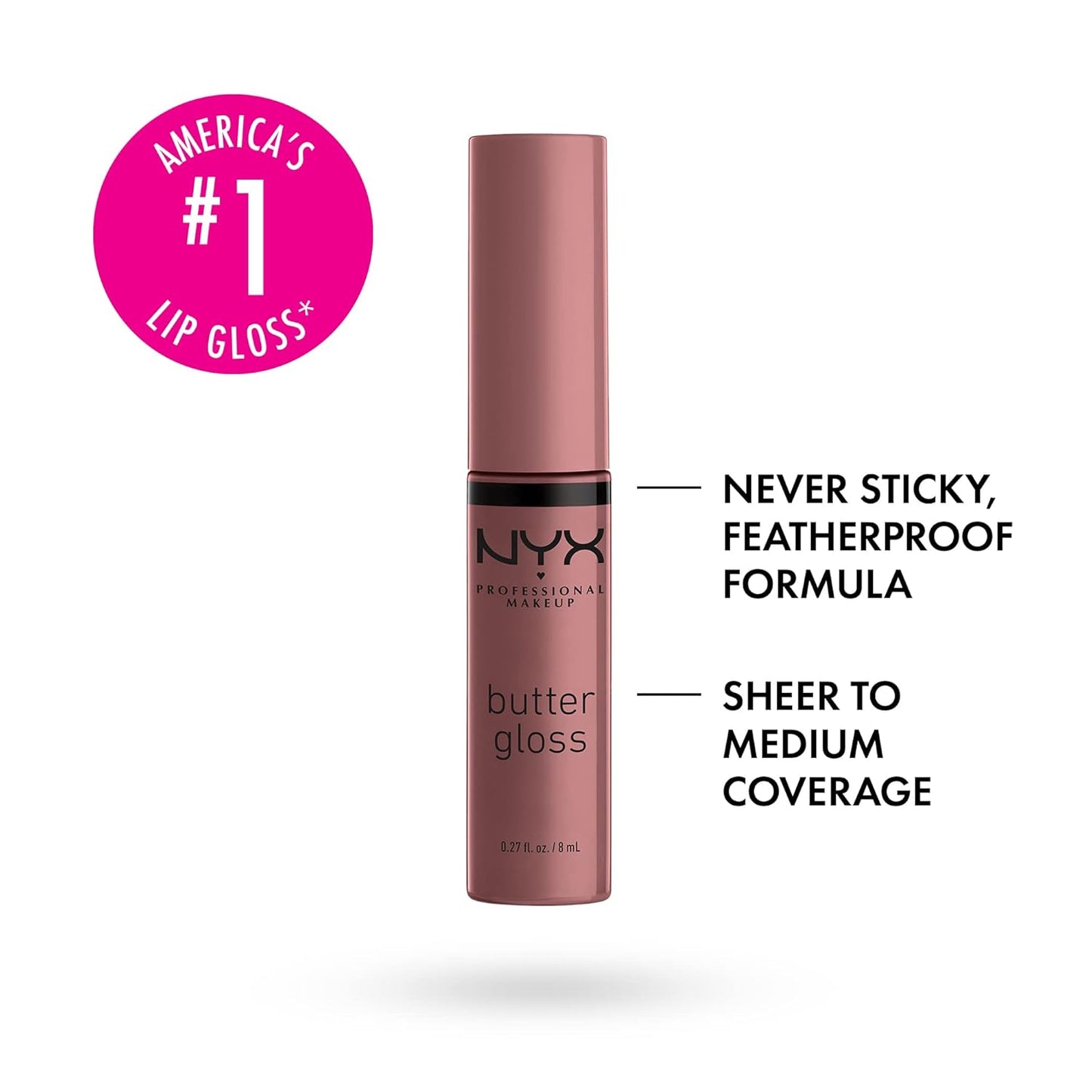 NYX Butter Gloss | Non-Sticky Lip Gloss for Women - Cinnamon Roll (Dusty Nude)