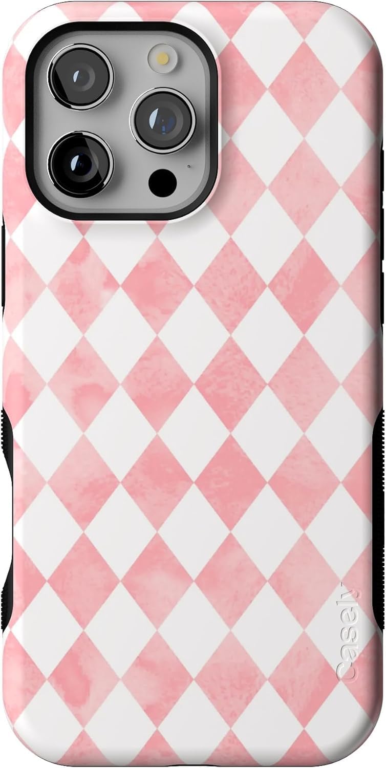 Casely iPhone 16 Pro Case | Fit Check | Neutral Checkerboard | Compatible with MagSafe | Bold Protective Design