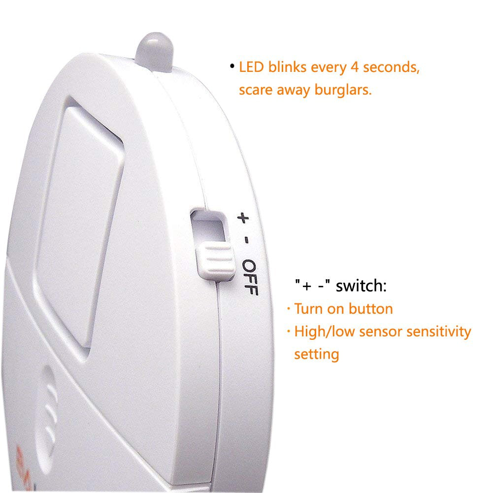 EVA LOGIK Modern Ultra-Thin Window Alarm with Loud 120dB Sound and Vibration Sensors Compatible with Virtually Any Window, Glass Break Alarm Perfect for Home, Office, Dorm Room- 4 Pack