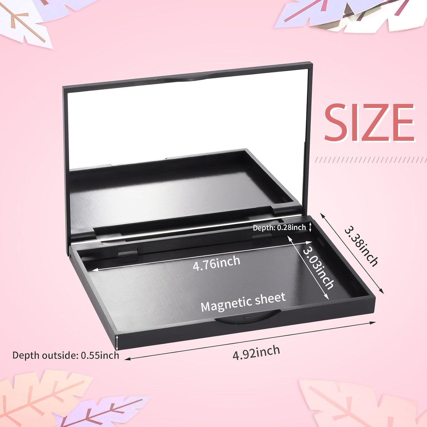 5 Pack Magnetic Makeup Palette with Mirror, Empty Cosmetics Dispensing Storage Box for Eyeshadow Lip Color Blush Powder Highlighter Contour(Small Palette - 4.92" x 3.38”)