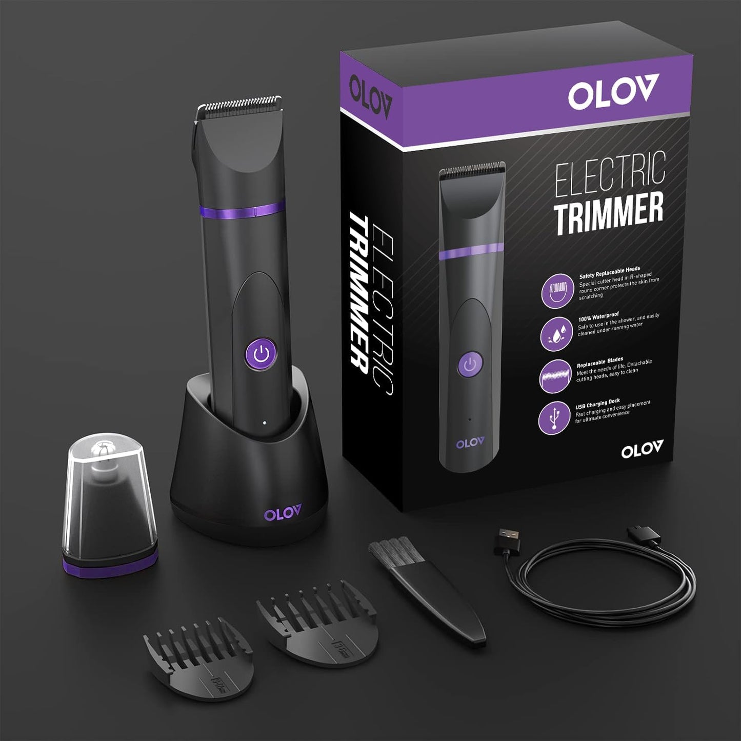 OLOV Waterproof Electric Body Hair Trimmer | Groin & Bikini Trimmer for Men & Women | USB Rechargeable