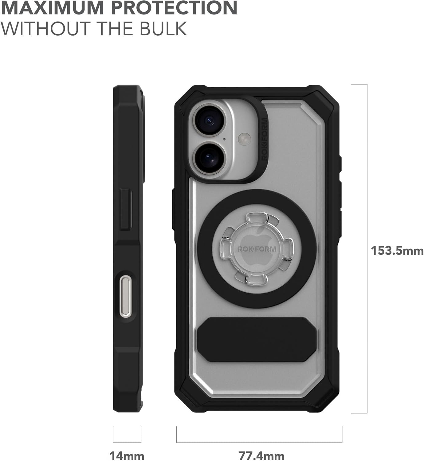 Rokform Rugged Case Compatible with iPhone 16 Pro Max, Magnetic Cover (Black)