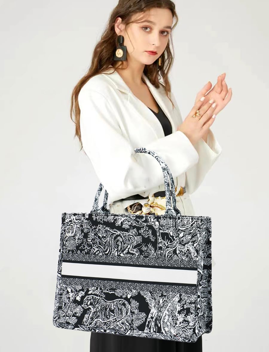 Fashion Luxury Tote Bag Cotton Linen Handbag Large Capacity Jacquard Retro Exquisite