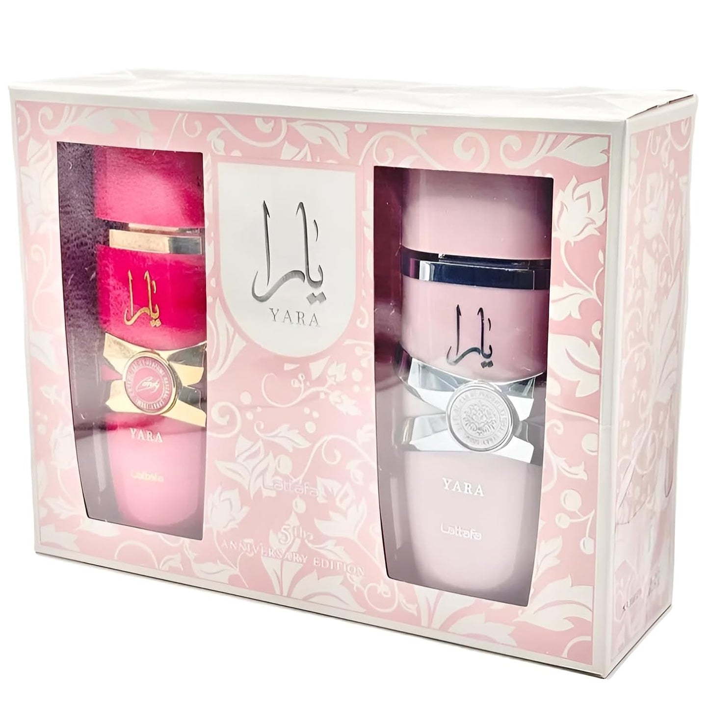 Lattafa Yara 5th Anniversary Eau de Parfum Gift Set | Floral & Fruity | 2 x 3.4 Oz
