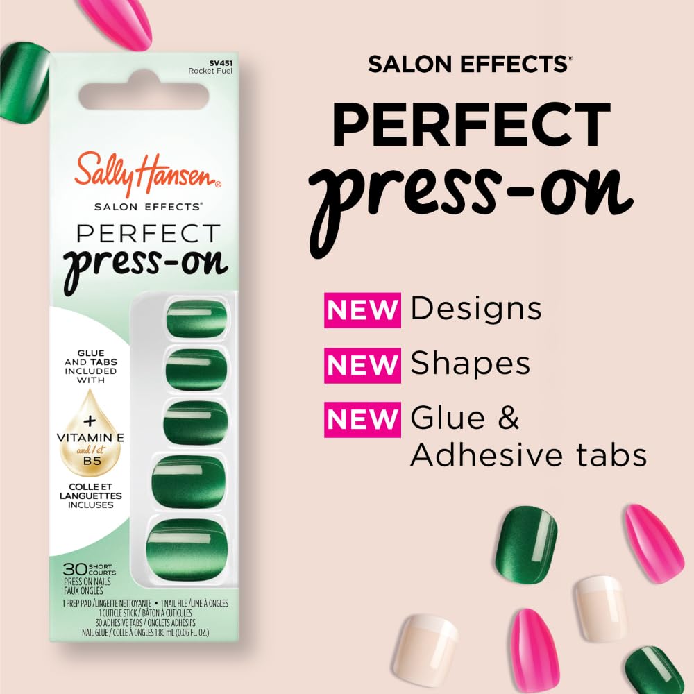 Sally Hansen Cuticle Remover & Press-On Nails Kit | 30 Designs with Aloe
