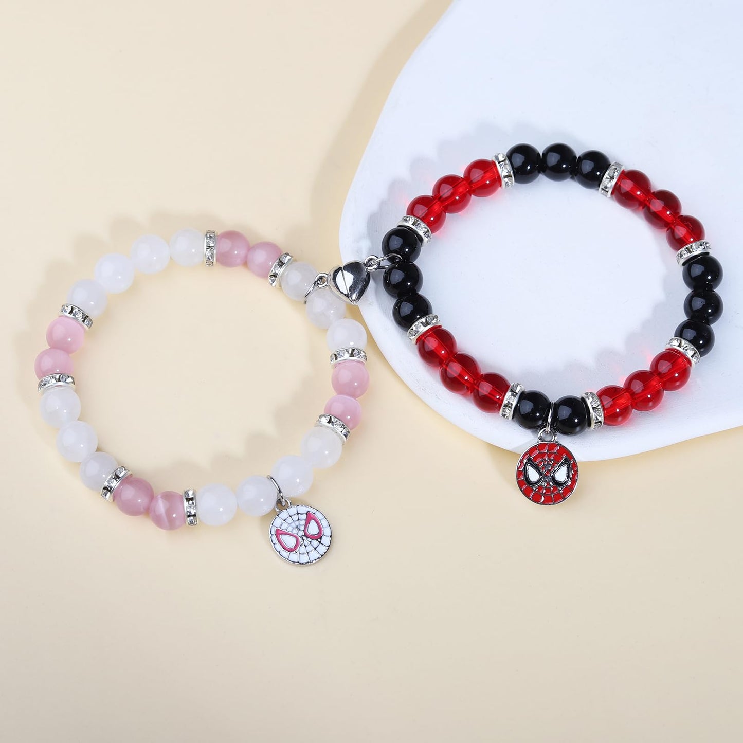 Miss Pink Spider Matching Bracelets for Couples Gf And Bf, Best Friend Bracelets Christmas Anniversary Bracelet Gifts for Boyfriend Husband Spider Bead Jewelry for Women Men Her (SSN)