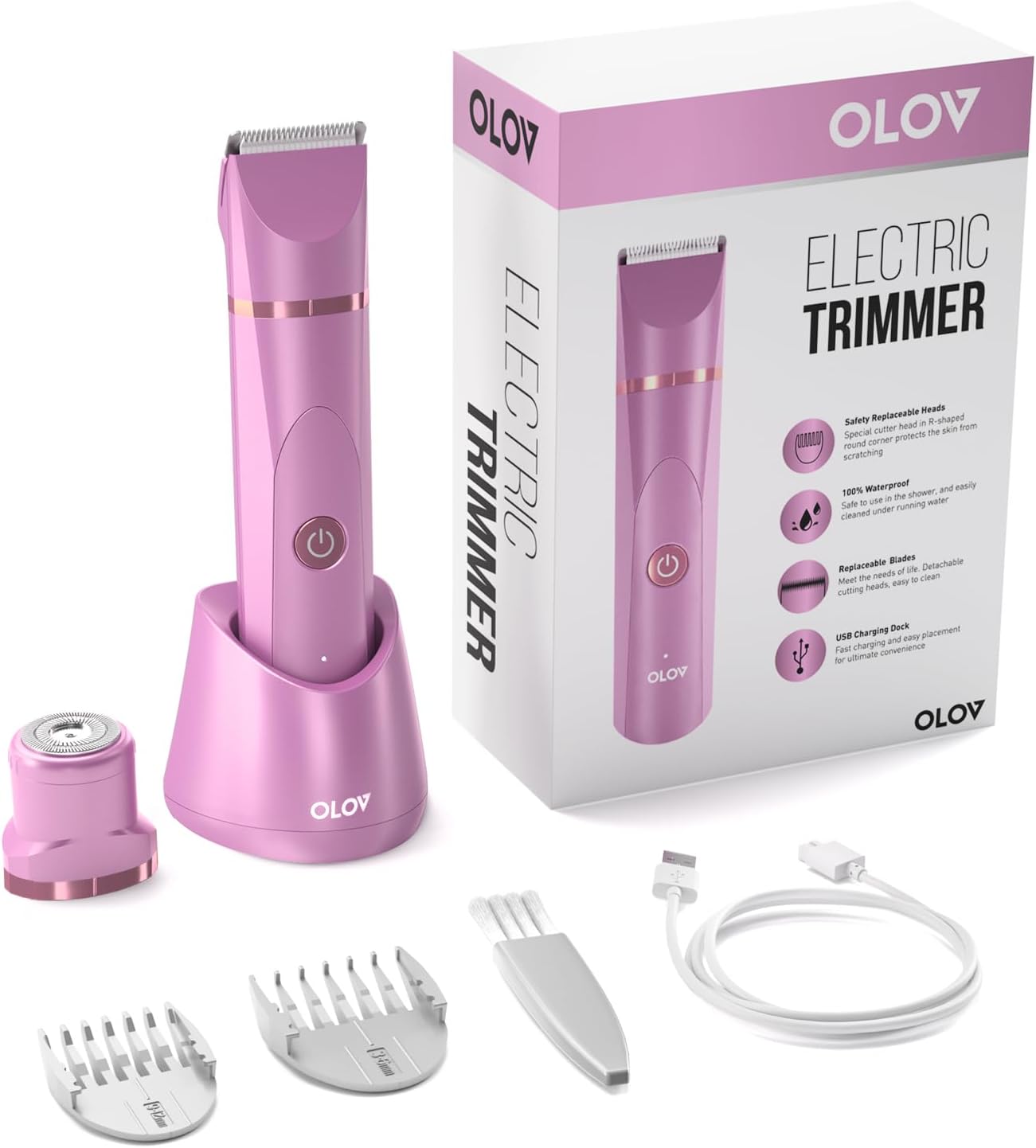 OLOV Waterproof Electric Body Hair Trimmer | Groin & Bikini Trimmer for Men & Women | USB Rechargeable