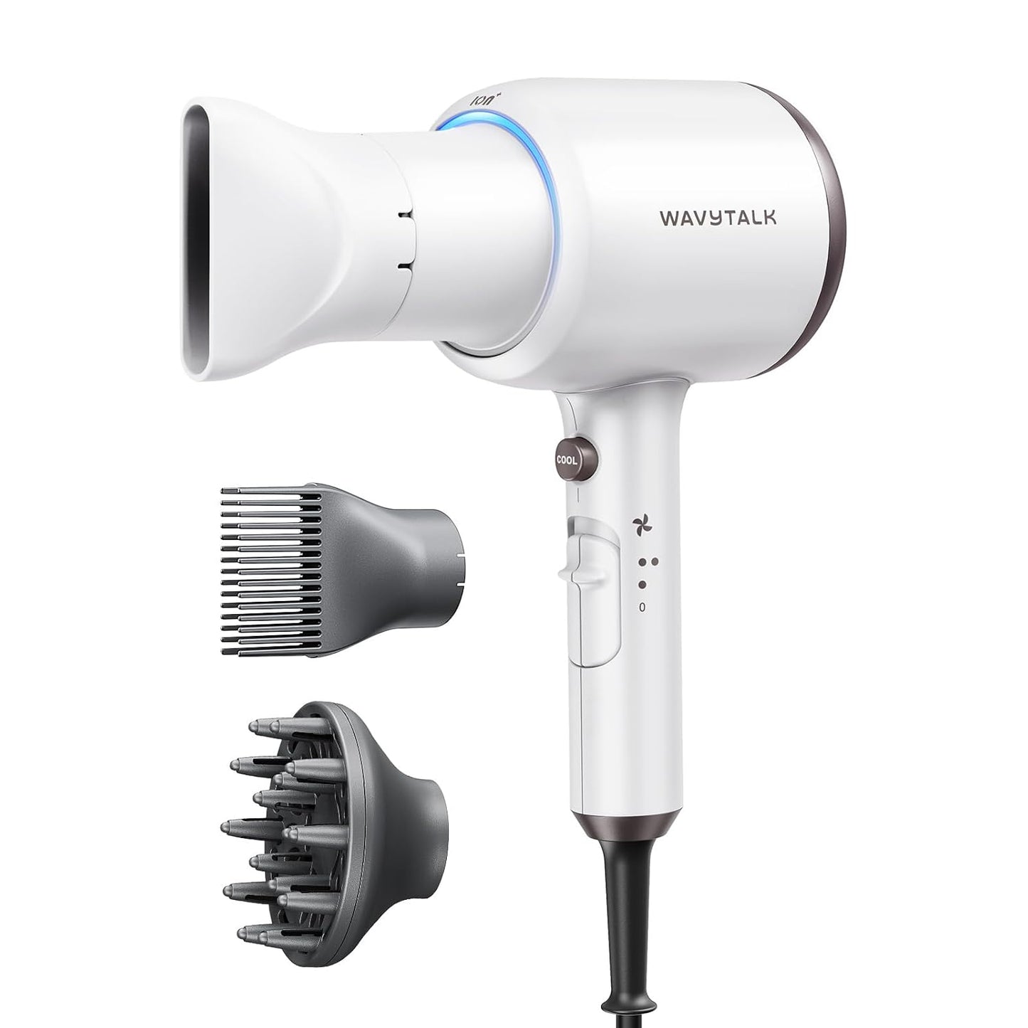 Wavytalk 1875W Ionic Hair Dryer | Diffuser & Attachments for Curly Hair