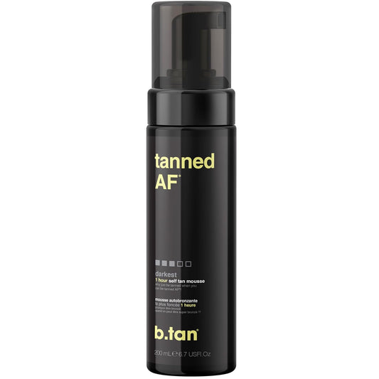 b.tan Dark Self Tanner Mousse – 1 Hour Express Sunless Tanning Foam | Vegan, Ultra Dark Glow, 6.7 Fl Oz