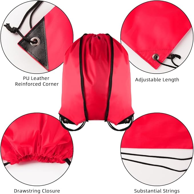 GoodtoU Drawstring Backpack, Nylon Cinch Sack Gym Bag for Sport, Traveling, Team (40Pcs, Cherry)