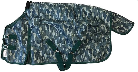 AJ Tack 1200D Waterproof Winter Pony Blanket - 300g Heavyweight Turnout with Fleece Collar, Shoulder Gussets & Tail Flap - Camouflage 56"