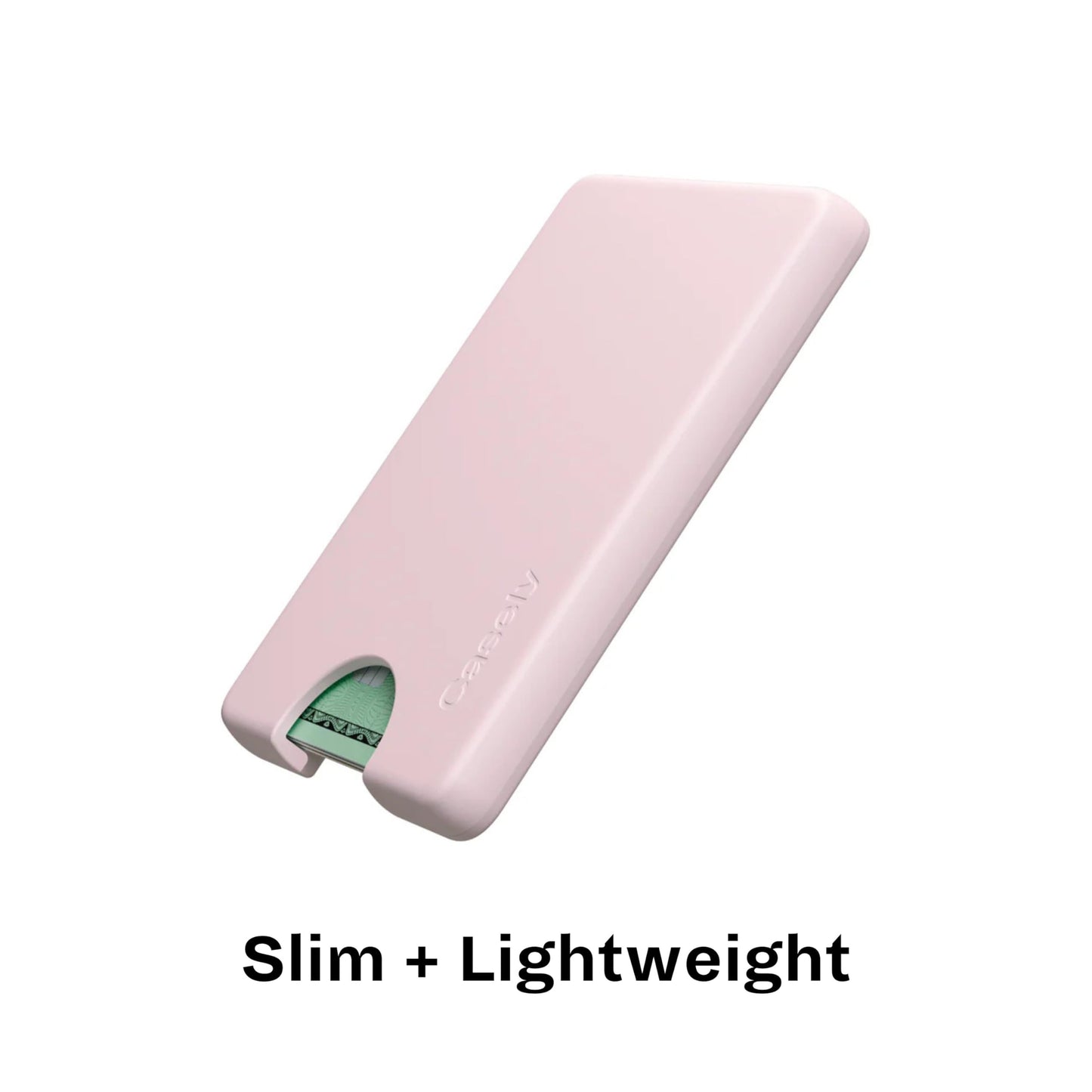 Casely MagWallet | Starfish Wishes | Coral Pink Shimmer | Slim Wallet Card Holder | Compatible with MagSafe | Soft-Touch Hard Silicone | Holds Up to 3 Cards