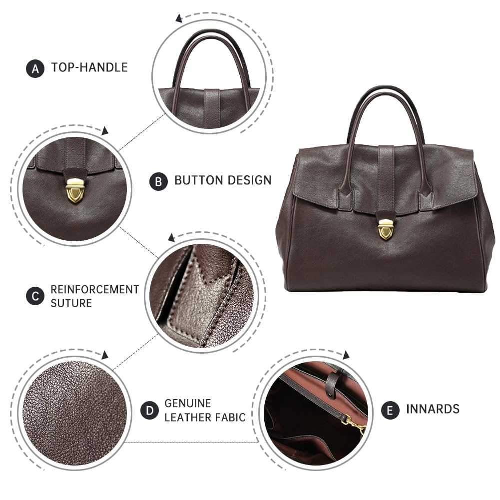 hibear Leather Tote Bag for Women,Luxury Designer Handbags Large Capacity Work Tote Bag Trendy Clutch Purse With Top-handle
