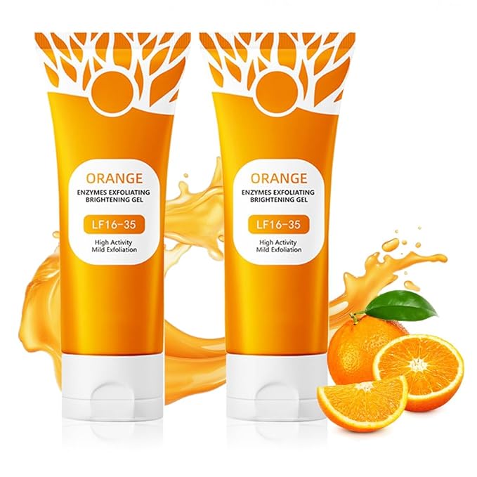 Orange Exfoliating Gel for Face and Body, 2025 New Deep Pore Orange Peeling Scrub, Deep Clean Pores, Remove Blackheads Moisturize Cleansing, Body Exfoliating Gel for All Types Skin (2PCS, 3.52 Fl Oz)