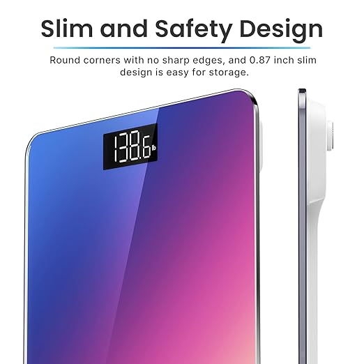 RENPHO Digital Bathroom Scale, Highly Accurate Body Weight Scale with Lighted LED Display Core 1S(10.24"/260mm, Gradient)