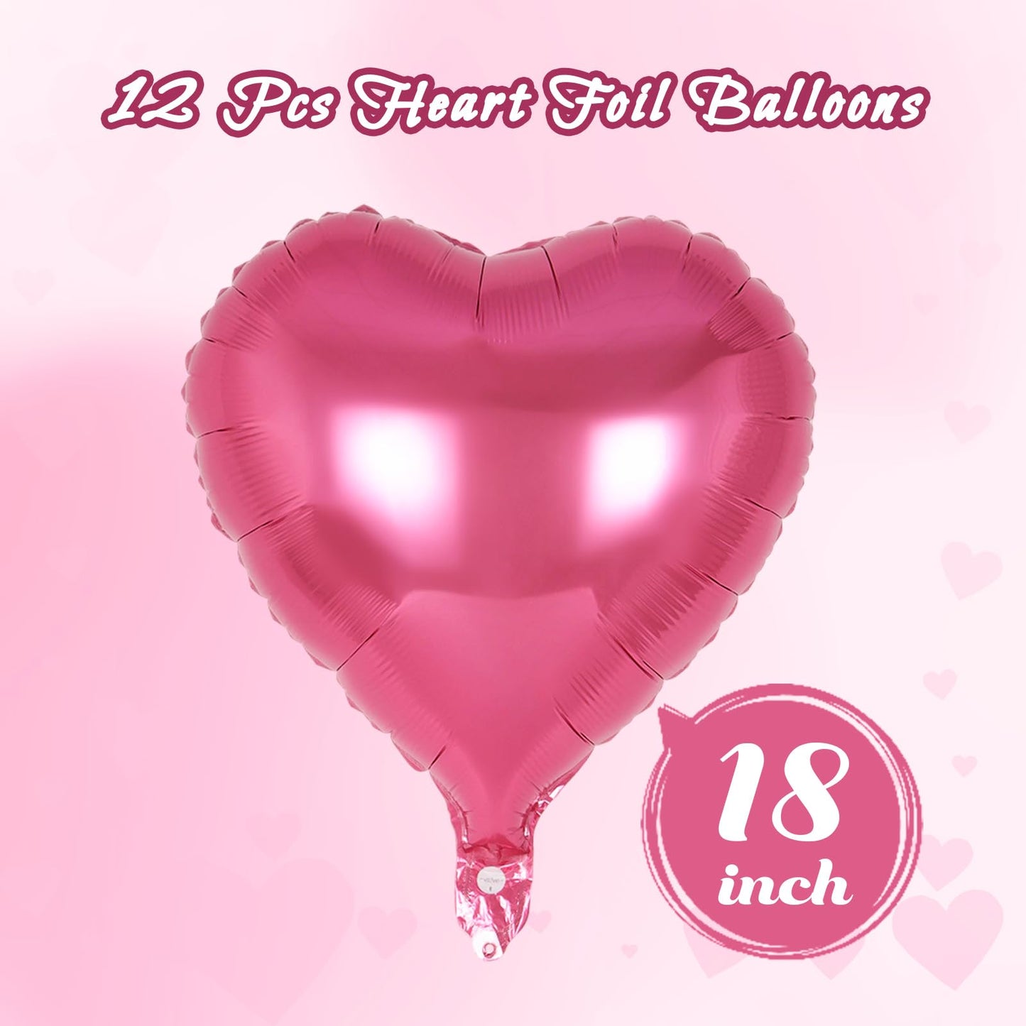 12 Pcs Red Heart Balloons,18 Inch Heart Foil Balloons Love Balloon Valentine Balloon for Birthday Party Wedding Engagement Party Baby Shower Valentine Day Decorations (red)