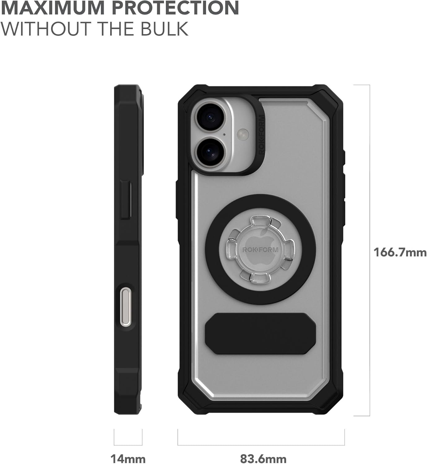 Rokform Rugged Case Compatible with iPhone 16 Pro Max, Magnetic Cover (Black)