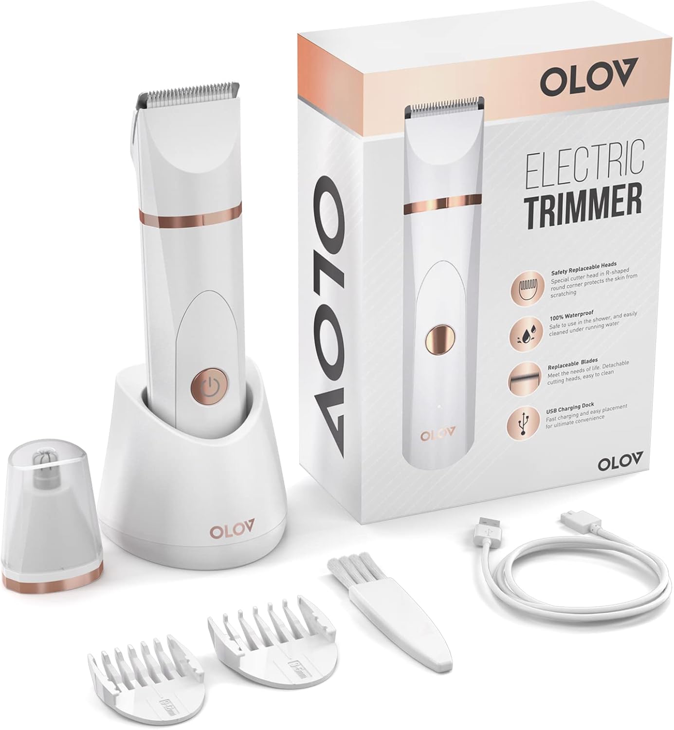 OLOV Waterproof Electric Body Hair Trimmer | Groin & Bikini Trimmer for Men & Women | USB Rechargeable