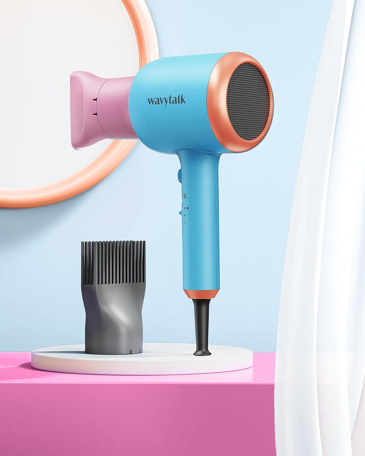 Wavytalk 1875W Ionic Hair Dryer | Diffuser & Attachments for Curly Hair