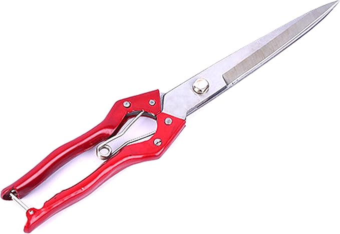 Grass Sheep Shear - Coated Wear-Resistant Handle, Manganese Steel Double-Edged, Strong Spring Suitable For Manual Shearing of Cow, Sheep, and Horse Hair (Red 12.6 inches)