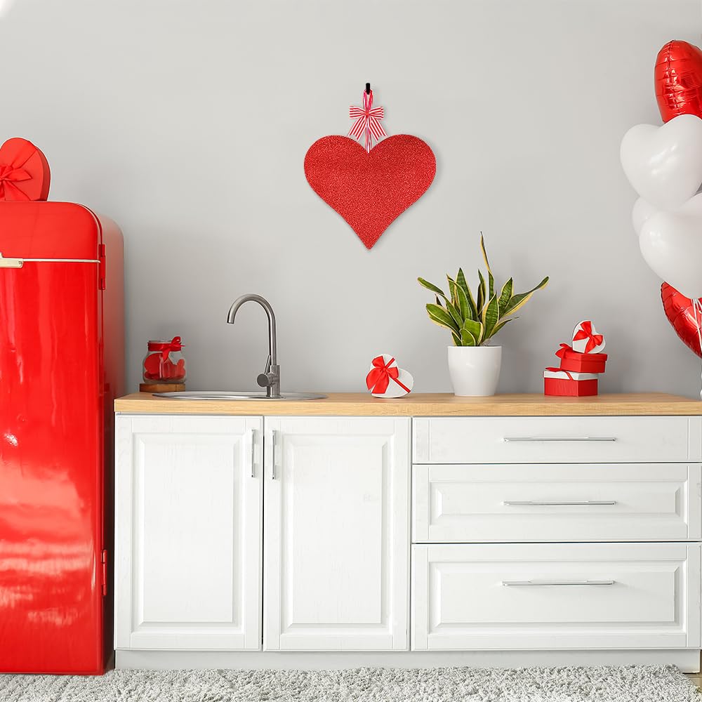 AKEROCK Valentines Day Door Decorations, 3D Heart Shaped Wooden Hanging Sign for Valentines Decorations or Wall Decor