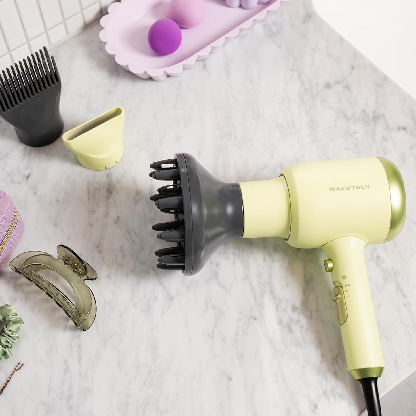 Wavytalk 1875W Ionic Hair Dryer | Diffuser & Attachments for Curly Hair