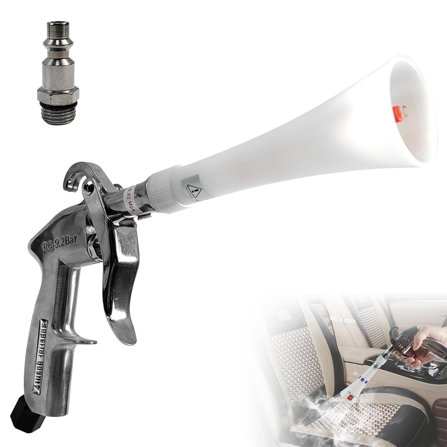 Bqweun Aluminium Car Cleaning Gun with Tapered Nozzle, Air Blower for Car Detailing, Air Blow Blower Gun for Detailing, Car Detailing Tools, Used for Cars, Velvet, Furniture and Carpets