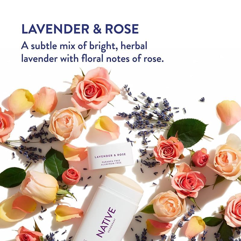 Native Deodorant | Aluminum-Free, 72-Hour Odor Control | Lavender & Rose, Eco-Friendly