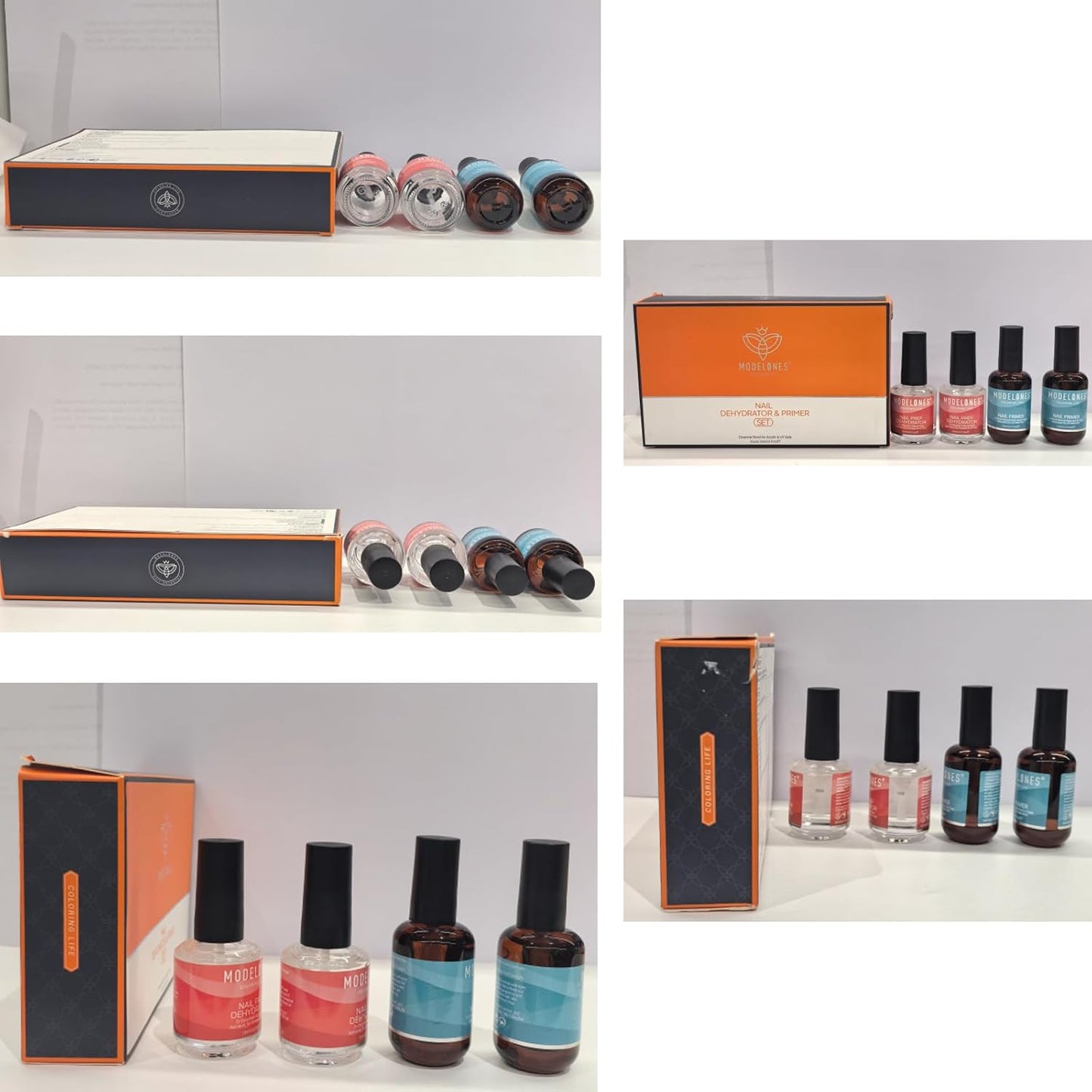 Modelones 4 Pcs Nail Dehydrator & Primer Set | Acid-Free, Hema-Free, 15 ml