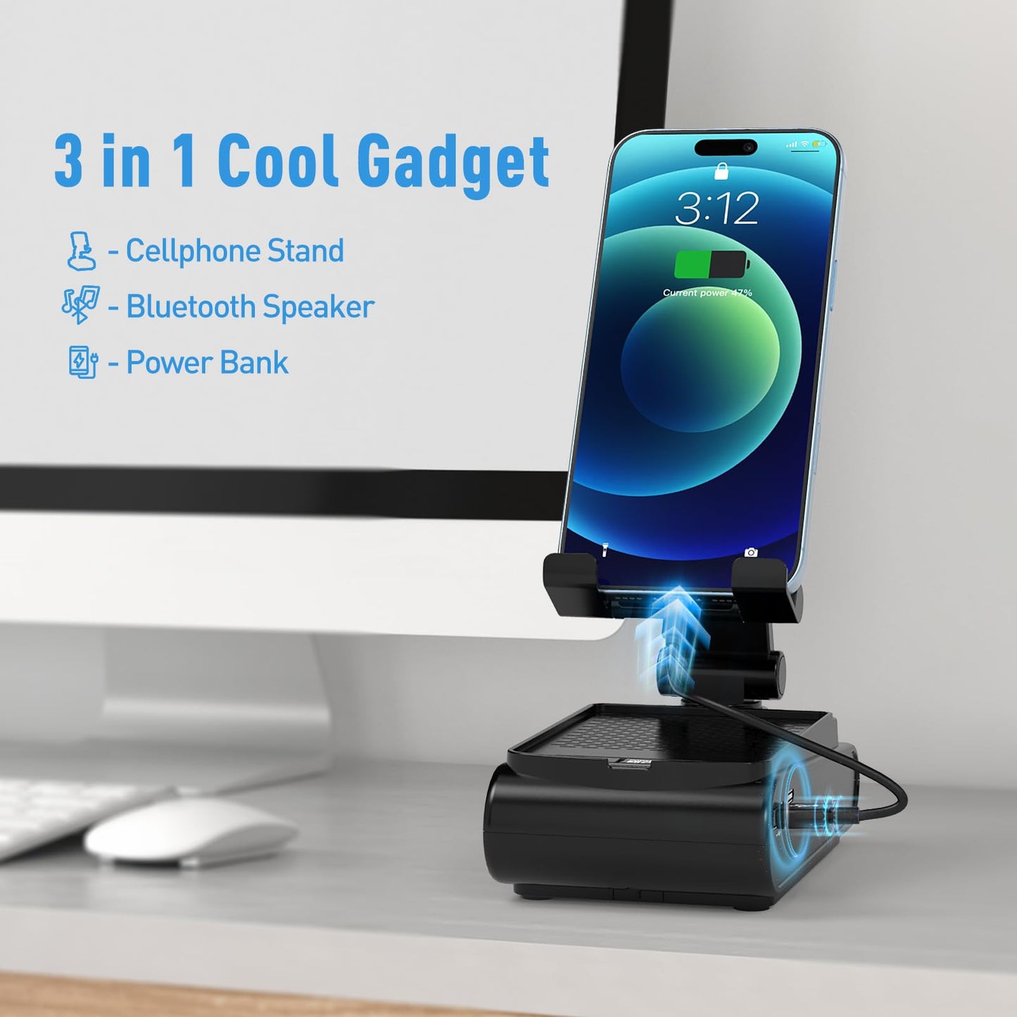 GLOPUS Valentines Day Gifts for Him Men, Cell Phone Stand with Wireless Bluetooth Speaker, Birthday Gifts for Men Unique, Mens Gift for Dad Husband Boyfriend, Cool Gadgets for Mens