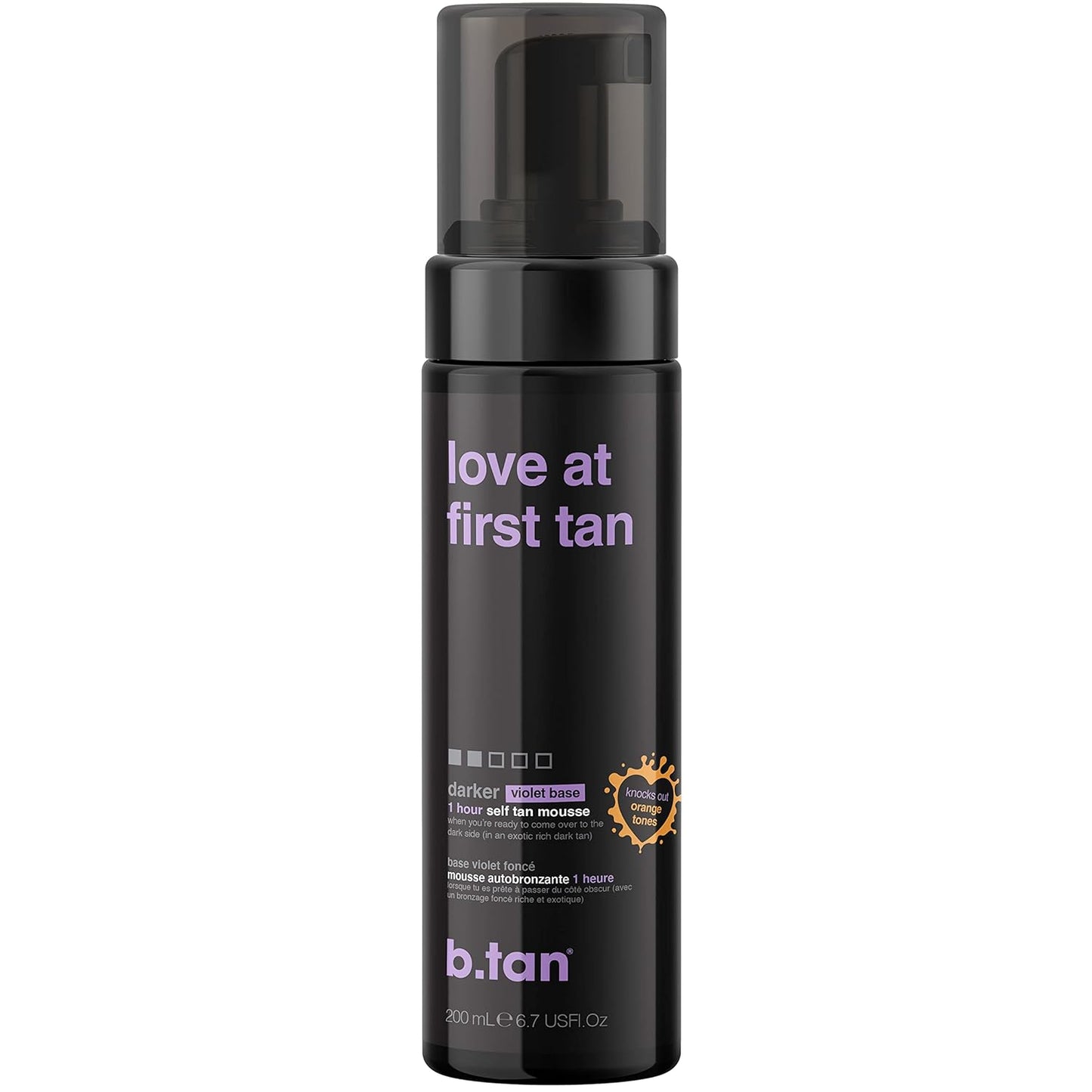 b.tan Violet Base Self Tanner Mousse – 1-Hour Express Dark Bronzing Foam | No Orange Tones, 6.7 Fl Oz