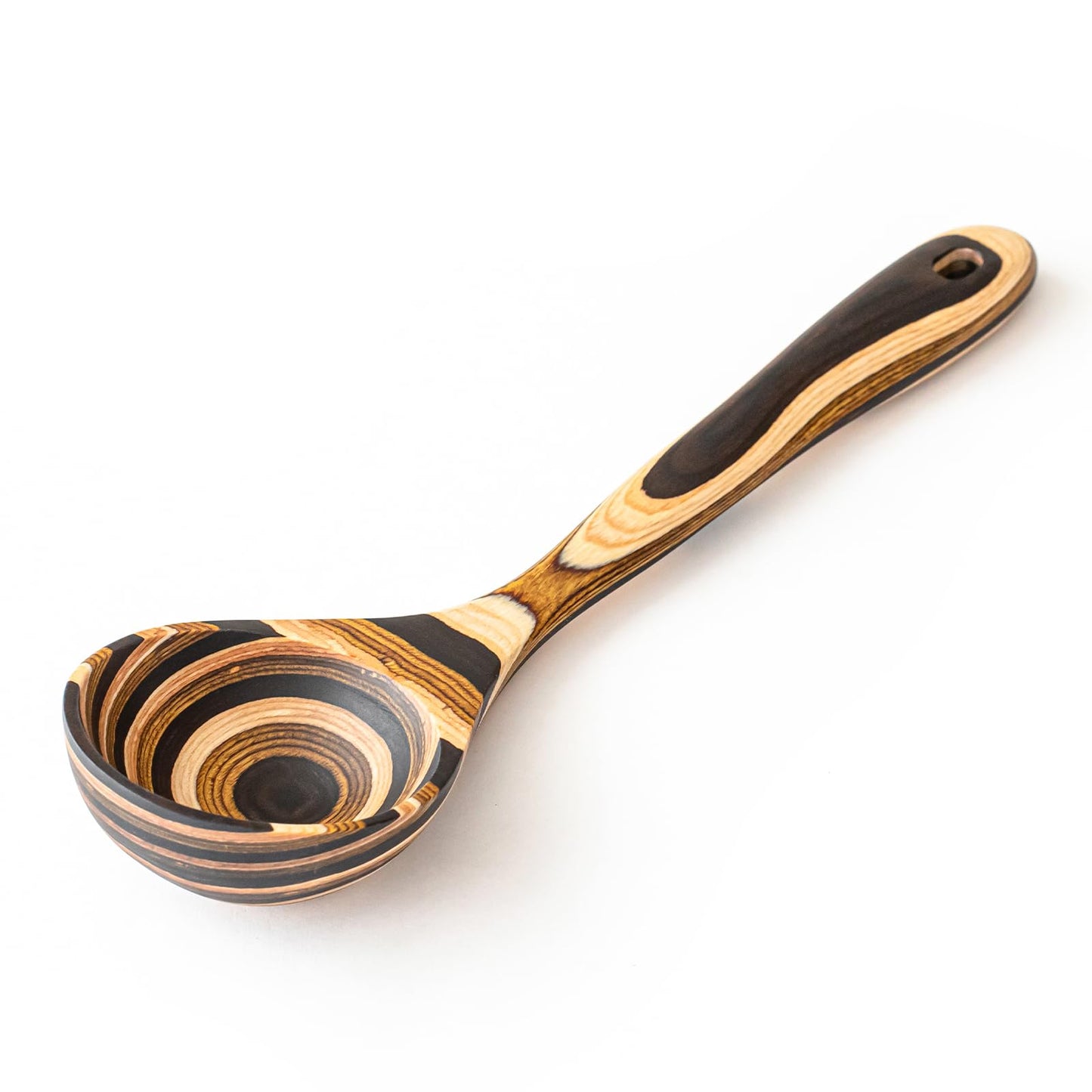 Gudamaye Pakkawood Deep Soup Ladles, 10.6 inch Big Wooden Ladle for Cooking, Wooden Kitchen Utensils Set