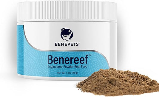 Benepets BeneReef Powder Complete Reef Nutrition - Optimize Coral Growth, Color & Regeneration, Max Nutrient Absorption, Prebiotics & Probiotics, Coral & Fish Food - 40 Grams