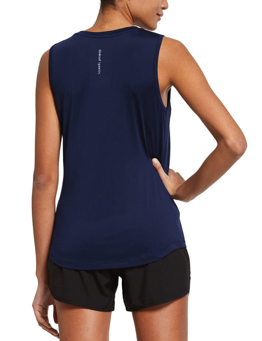 BALEAF Women's Sleeveless Athletic Shirts Workout Running Tank Tops Active Gym Tops Navy Size XS