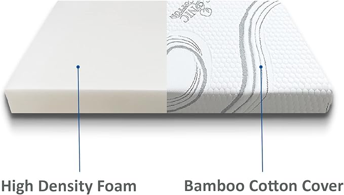 FoamRush 6-Inch Bunk (42" x 80") High Density Foam RV Mattress Replacement with Cotton Cover, Medium Firm, Pressure Relief, Travel Camper Trailer Truck, Made in USA, CertiPUR-US Certified