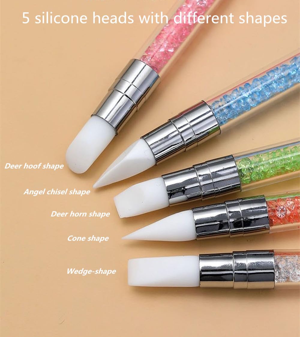Nail Art Design 11PCS Kits - Resin Nail Art Palette, 5Pcs Nail Art Sculpture Pen Dual Tipped Silicone Nail Tools, 5Pcs Double Ended Nail Dotting Pens