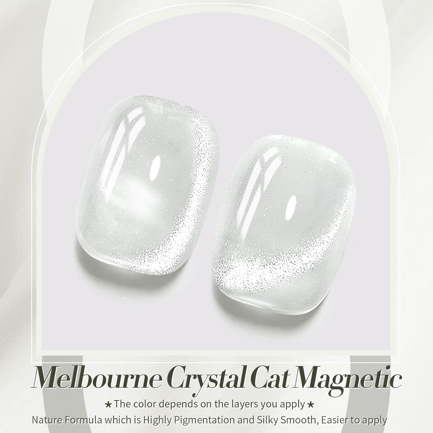 BORN PRETTY Cat Magnetic Eye Gel Nail Polish, Milky White Cat Glitter Cat Magnetic Gel Nail Polish, Holographic Magnetic Nail Polish for Nail Art Manicure Salon DIY at Home 15ML