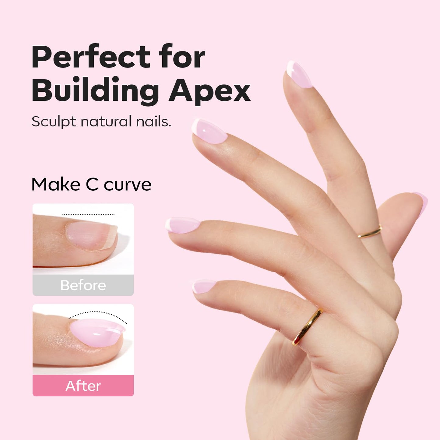 modelones Builder Nail Gel, 8-in-One Baby Pink Builder, Pastel Pink Rubber Base Gel Polish, LED Lamp Cured Color Base Hardener Apex Building Strengthener Extension for DIY Salon Girls Home