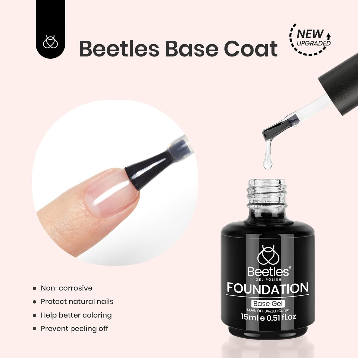 Beetles 3Pcs Builder Nail Gel Set | 15ml No Wipe Top Coat & Base Coat | Long-Lasting Shine for Women