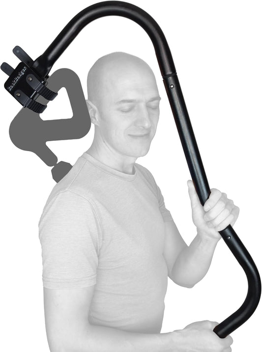 BackBadger Percussive Massage Gun Holder for Back, Compatible with Most Massage Guns, for Hard to Reach Areas - Black