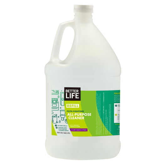 Better Life All Purpose Cleaner - Multipurpose Home and Kitchen Cleaning Spray for Glass, Countertops, Appliances, Upholstery & More - Multi-surface Spray Cleaner - 1 Gal Refill Clary Sage & Citrus