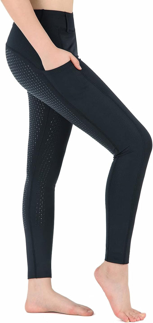 beroy Horse Riding -Pants Women Equestrian-Breeches - Ladies Training Horseback Riding Tights Full Seat Silicone Pockets
