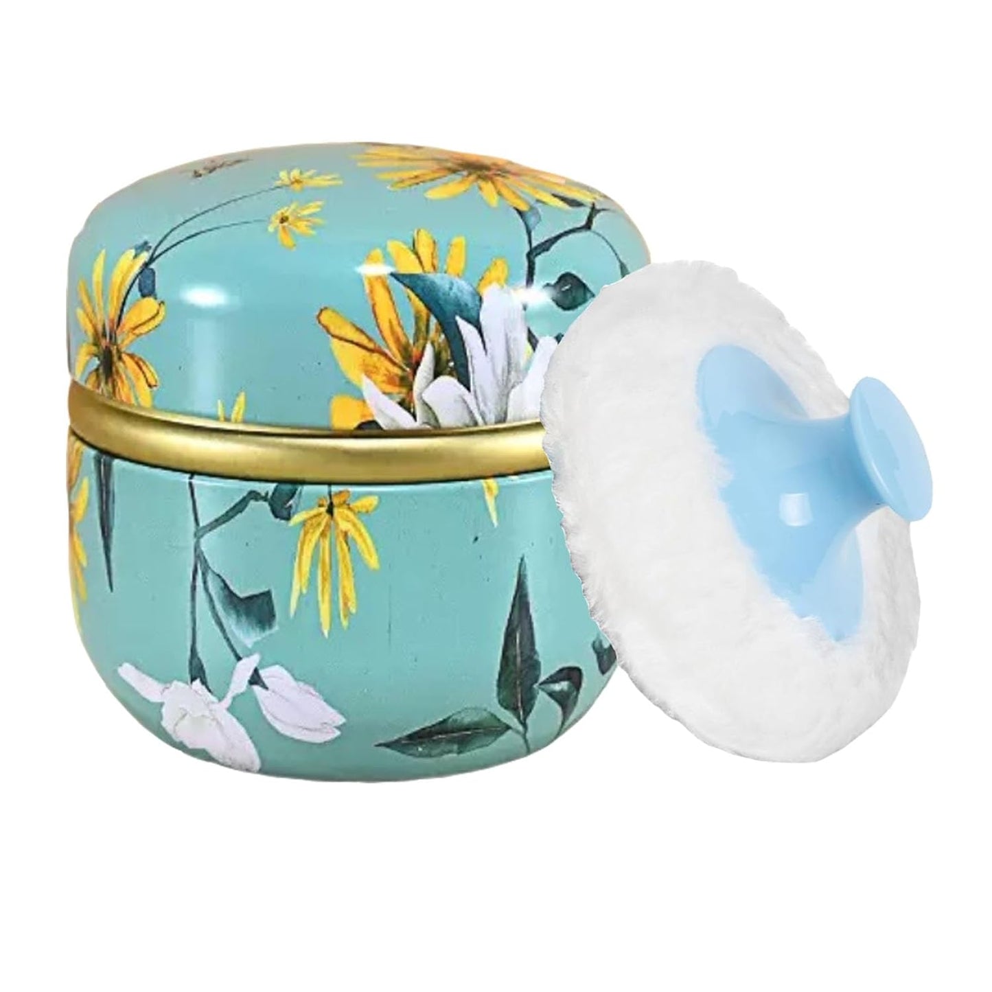 Body Powder Puff and Container, 3.35" Portable Dusting Powder Container with Soft Puff LoosePowder Case Box Jar with Lids for Baby Women Home and Travel Use
