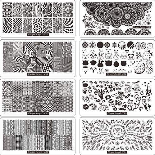 21Pcs Nail Stamp Plate Set 16Pcs Mix Design Stamping nail Art Plate + 2Nail Stamper + 2Scraper+1Pcs Case Nails Art Stamping Plate Scraper Stamper Set Leaves Flowers Nail plate V17-32