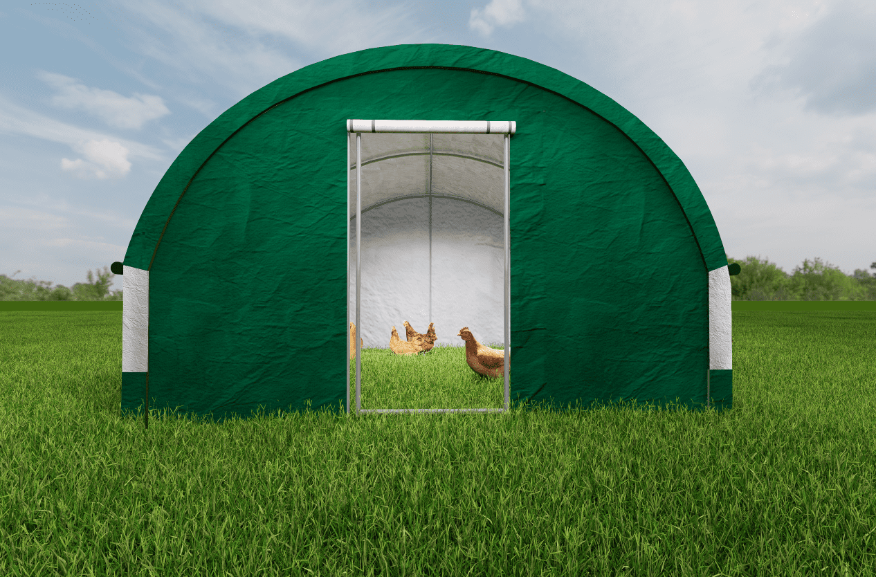 Chery Industrial Large Chicken Coop Metal Chicken Run Dome Shape Walk-in Fence, 12.4 ft ×12.4 ft